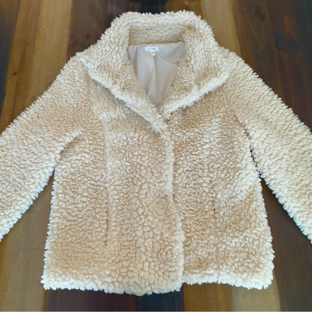 En Crème Cozy Cream Teddy Jacket Size Large Lightweight